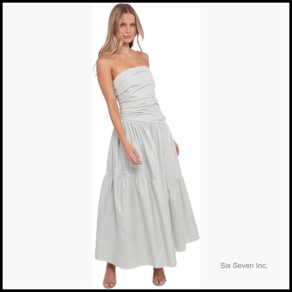 sachin and babi light blue dress Sheila Strapless Maxi Dress With Scarf main image 0